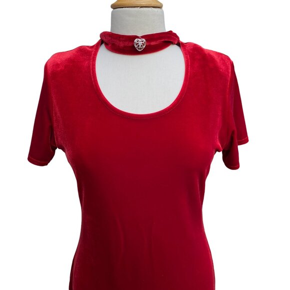 Vintage Velvet Maxi Dress Red Fairy Indie Grunge Whimsigoth Coquette 90s-8 - Picture 2 of 13